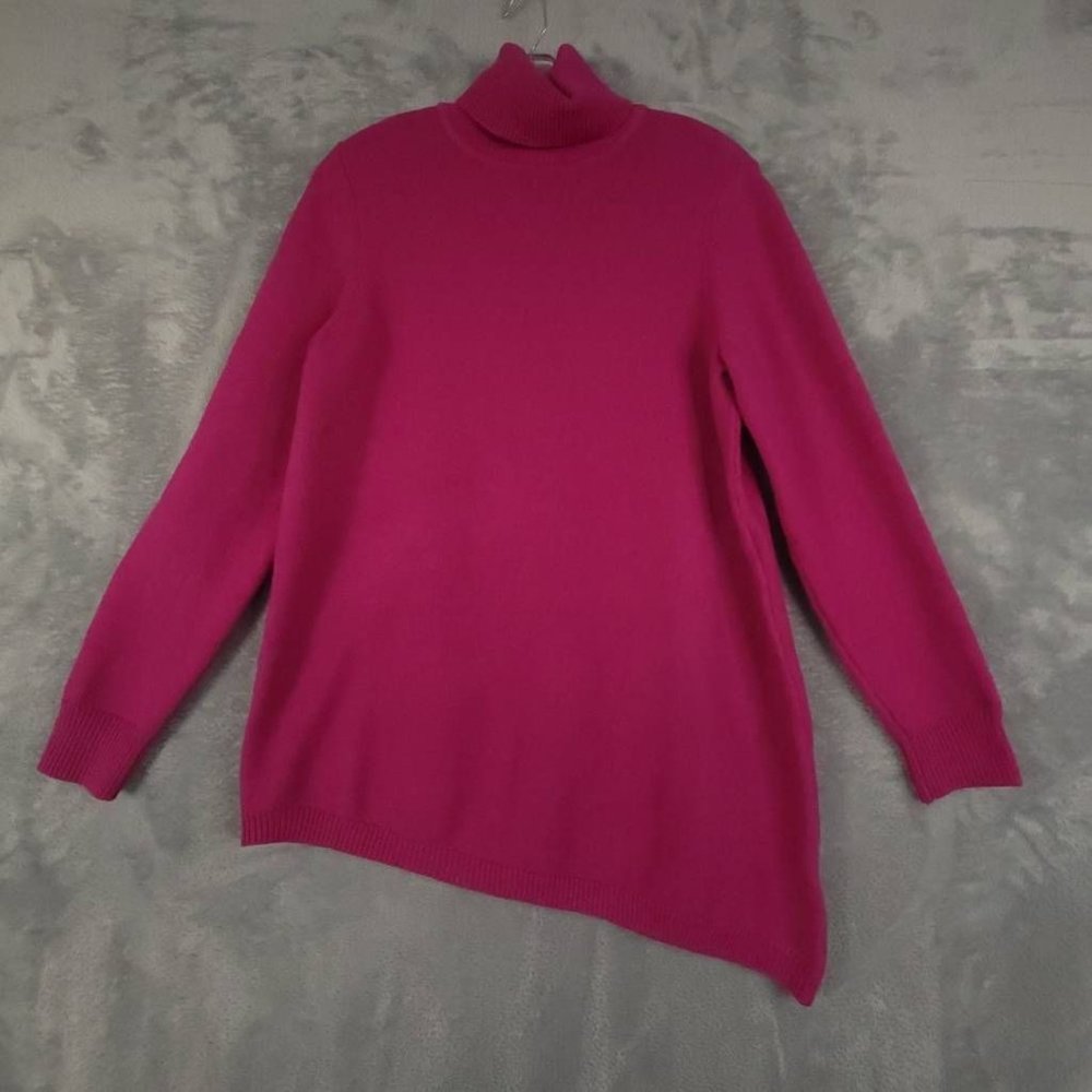 Joan Rivers Womens Sweater Berry Long Sleeve Turtleneck Asymmetric Hem S New